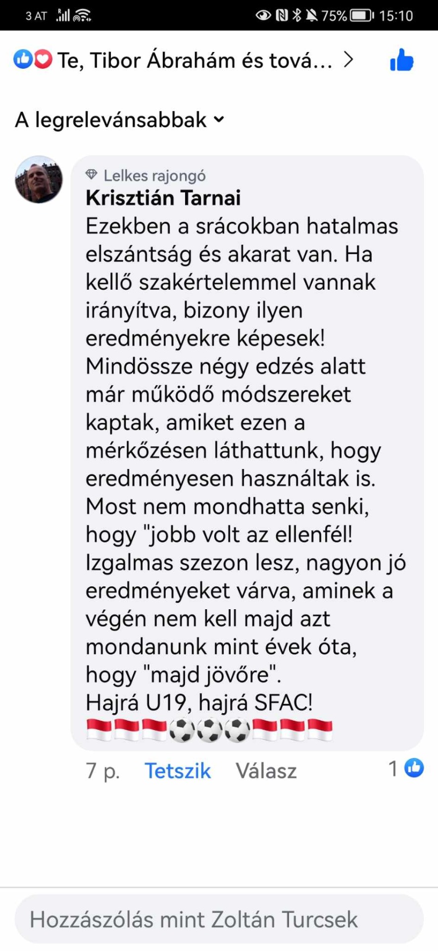 Forrás: Soproni FAC 1900 Sport Egyesület - UP Labdarúgás (Facebook oldal)