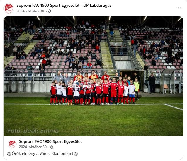 Forrás: Soproni FAC 1900 Sport Egyesület - UP Labdarúgás (Facebook oldal)